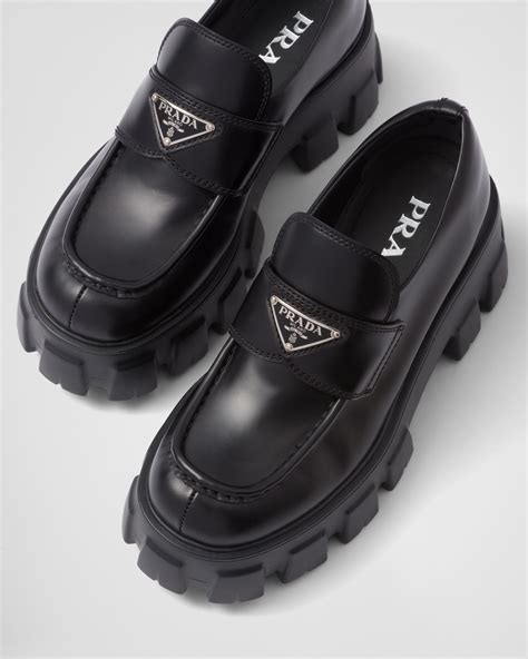 prada monolith leather loafers|Prada monolith loafers women's.